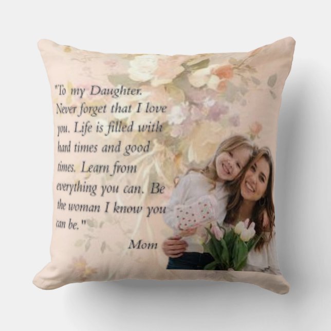 Floral and Custom Photo  for Your Daughter Cushion (Front)