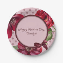 Floral and Dot Mother's Day Plate 9"