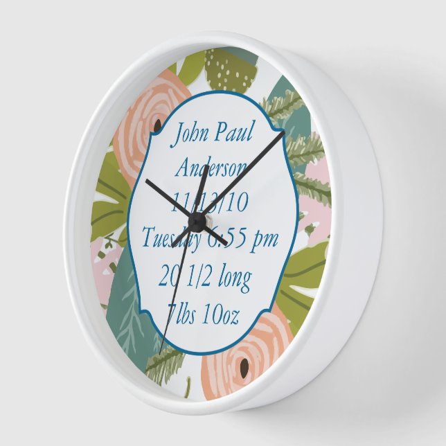 Floral and Fauna Wall Clock (Angle)