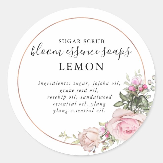 Floral and Foil | Sugar Scrub Sticker (Front)