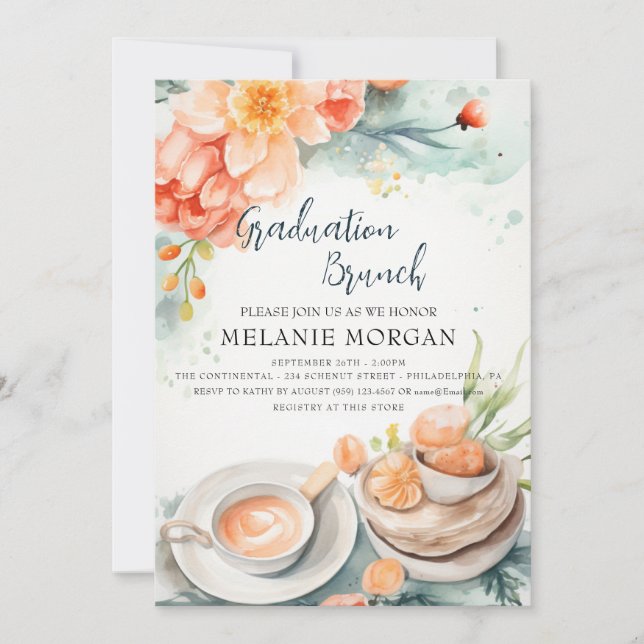 Floral and Food Bridal Brunch Invitation (Front)