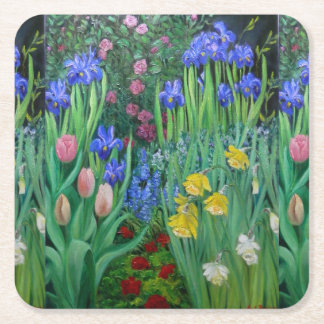 Floral and garden design villas square paper coaster
