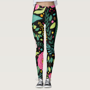 Floral And Glamour Seamless Pattern Cute  Leggings