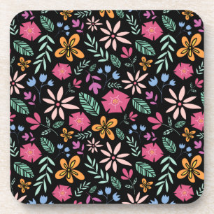 Floral And Glamour Seamless Pattern Natural Coaster