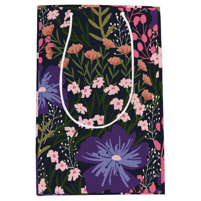 Floral And Glamour Seamless Pattern Natural Colour Medium Gift Bag (Front)