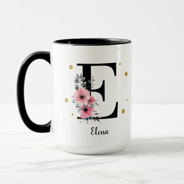 Floral and glitter lyrics mug (Left)