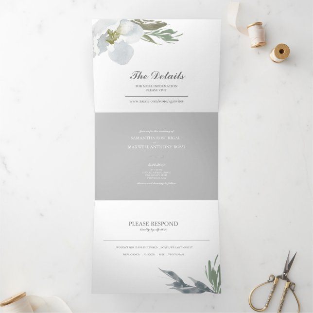 Floral and Greenery All In One Wedding Invite (Inside)