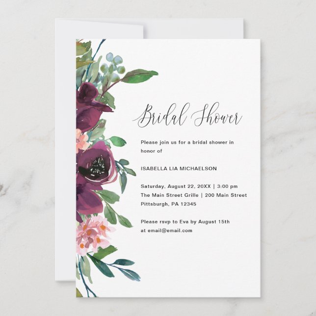 Floral and Greenery Bridal Shower Invitation (Front)