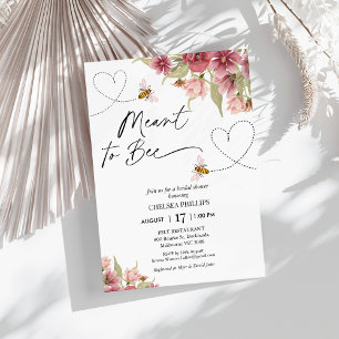 Floral And Hearts Meant To Bee Bridal Shower Invitation