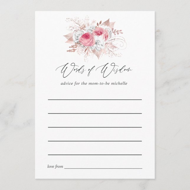 Floral and Lace Bridal Shower Advice for Bride (Front)