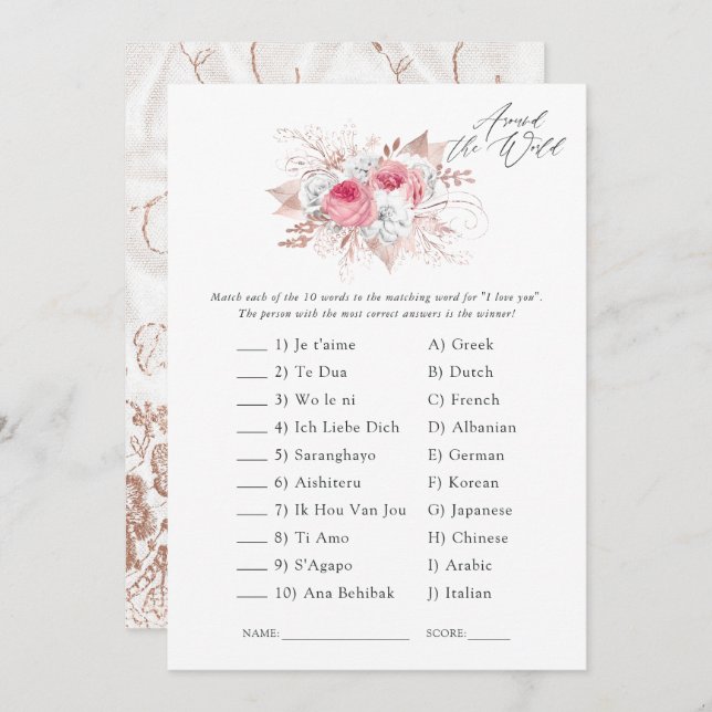 Floral and Lace Bridal Shower Game Invitation (Front/Back)