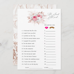 Floral and Lace Bridal Shower Game Invitation