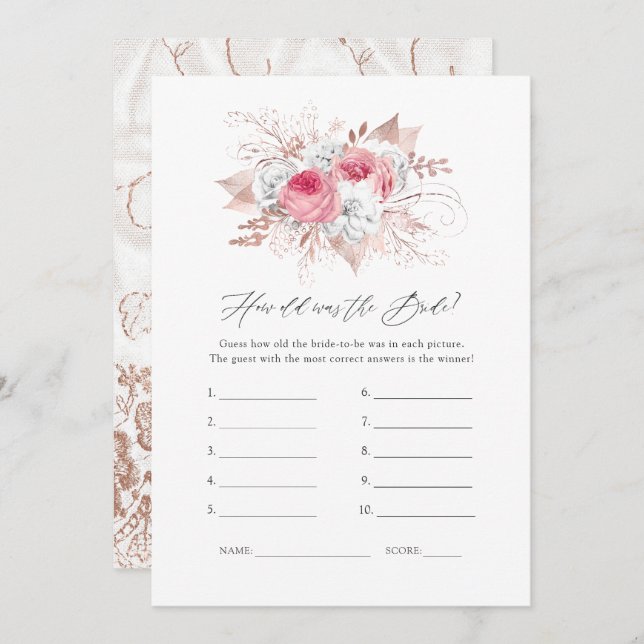 Floral and Lace Bridal Shower Game Invitation (Front/Back)