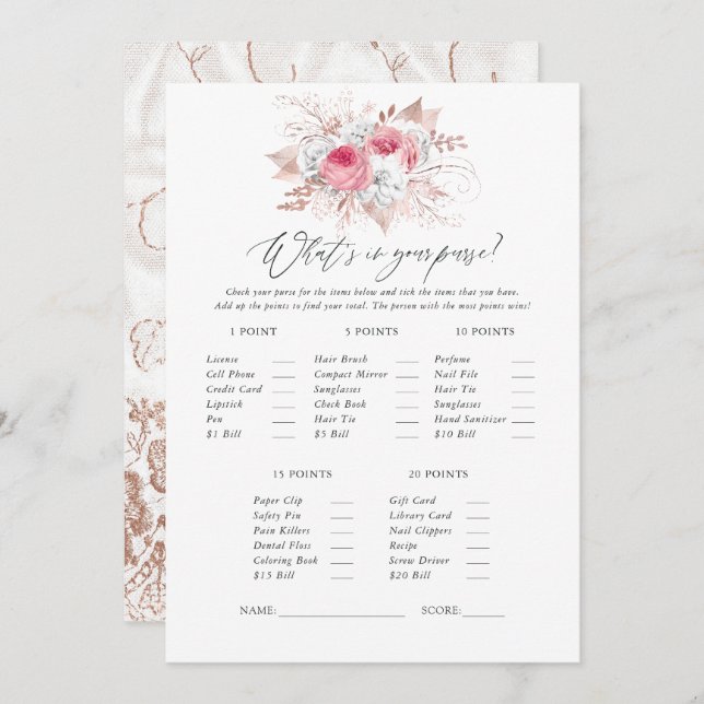 Floral and Lace Bridal Shower Game Invitation (Front/Back)