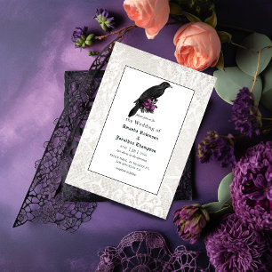 Floral and Lace Gothic Wedding Invitation