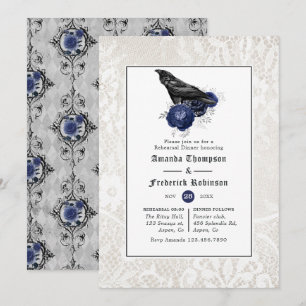 Floral and Lace Gothic Wedding Rehearsal Dinner Invitation