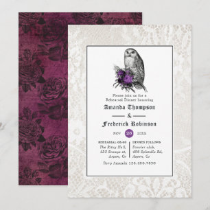 Floral and Lace Gothic Wedding Rehearsal Dinner Invitation