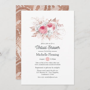 Floral and Lace Virtual Bridal Shower Invitation