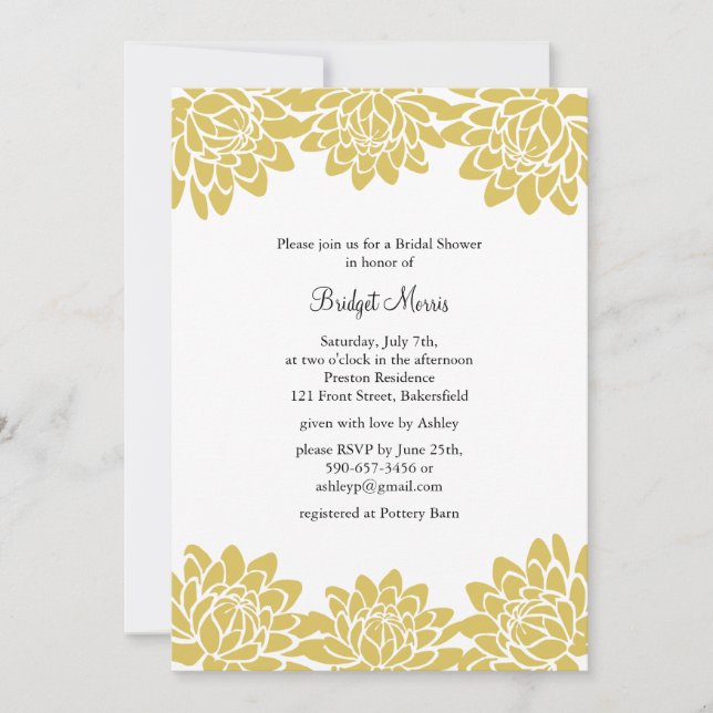 Floral and Modern Bridal Shower Invitation (Front)