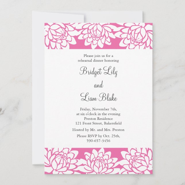 Floral and Modern Rehearsal Dinner Invitation (Front)
