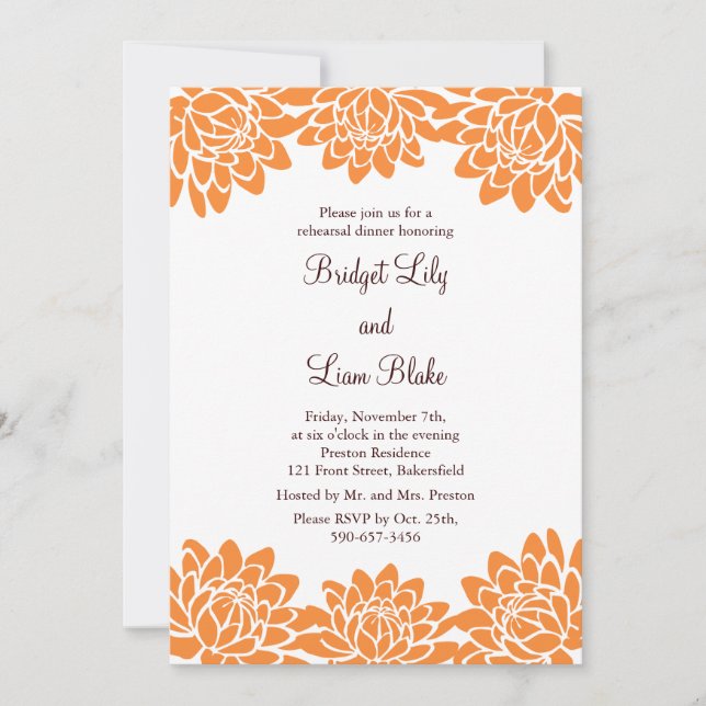 Floral and Modern Rehearsal Dinner Invitation (Front)