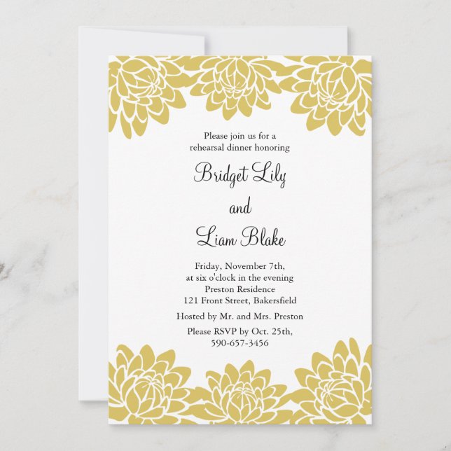 Floral and Modern Rehearsal Dinner Invitation (Front)