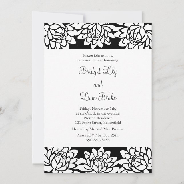 Floral and Modern Rehearsal Dinner Invitation (Front)