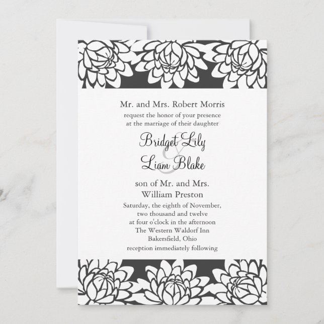 Floral and Modern Wedding Invitation (Front)