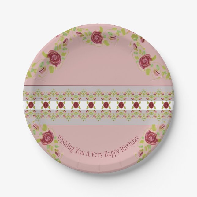 Floral And Pattern Detailing Paper Plate (Front)