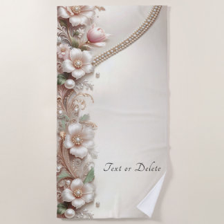 Floral and Pearl Embellishments Beach Towel