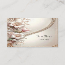 Floral and Pearl Embellishments Business Card