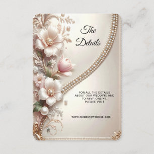 Floral and Pearl Embellishments Detail Enclosure Card