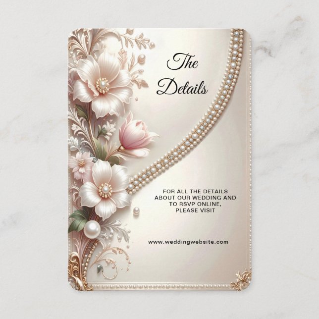 Floral and Pearl Embellishments Detail Enclosure Card (Front)