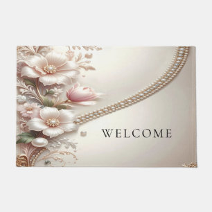 Floral and Pearl Embellishments Doormat