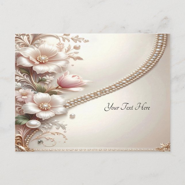 Floral and Pearl Embellishments Postcard (Front)