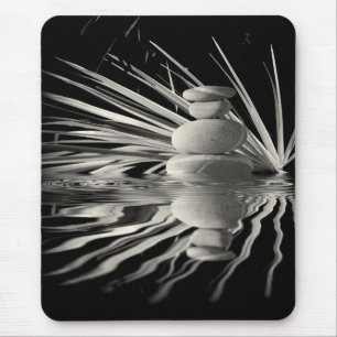 Floral and pebbles mouse mat