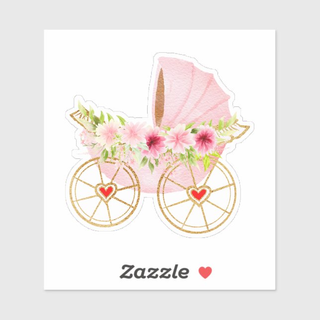 Floral and pink baby stroller (Sheet)