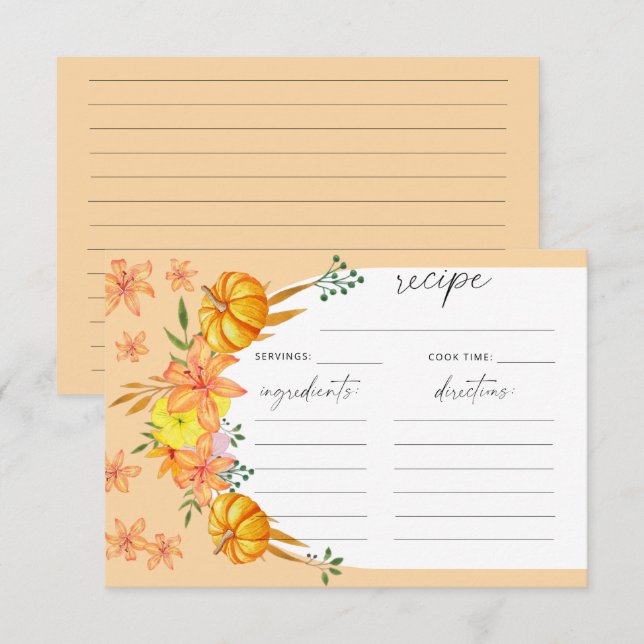 Floral and pumpkin arch - recipe card (Front/Back)