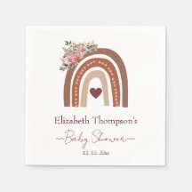 Floral and rainbow baby shower party earthy napkin