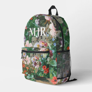 Floral and Sage Green Elegant Chic Printed Backpack