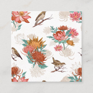 Floral And Sparrow  Square Business Card