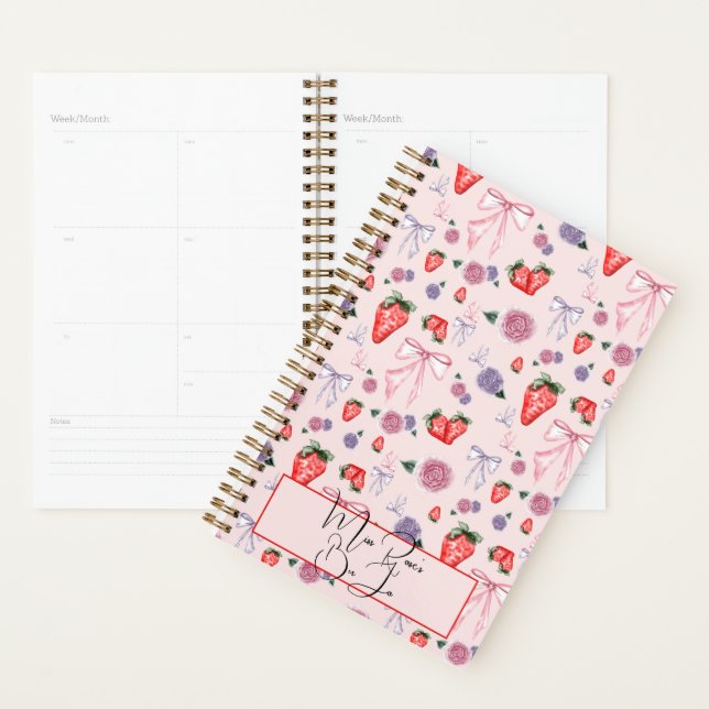 Floral and Strawberry Coquette Planner (Display)