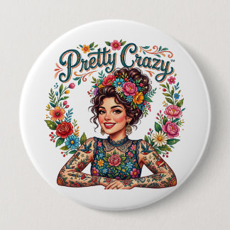 Floral and Tattoo Lady 10 Cm Round Badge