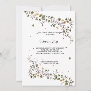 floral and vines minimalistic green invitation