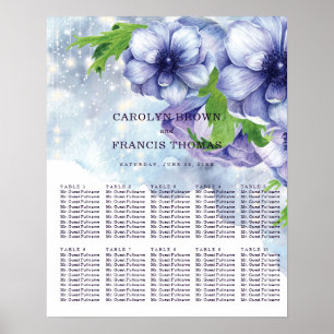 Floral Anemone Purple Wedding Seating Charts
