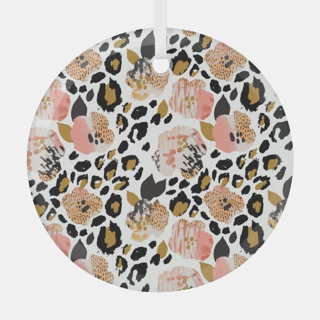 Floral, animal print, seamless pattern. glass tree decoration (Front)