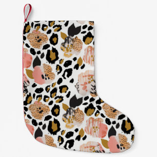 Floral, animal print, seamless pattern. small christmas stocking
