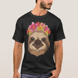 Floral Animal Tropical Zoo Animal Flower Sloth T-Shirt