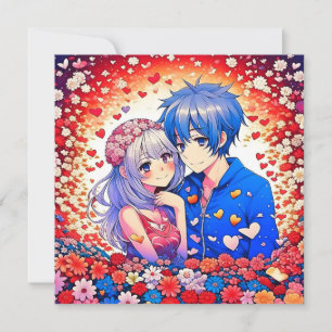 Floral Anime Themed Wedding Invitation