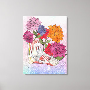 Floral ankle anatomy canvas print